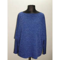 Chabrowy sweter typu melanż OVERSIZE z wydłużonym tyłem